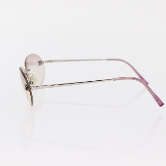 CHANEL Sunglasses plastic Silver CC Auth 151408