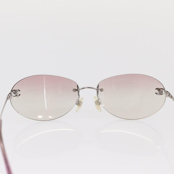 CHANEL Sunglasses plastic Silver CC Auth 151408