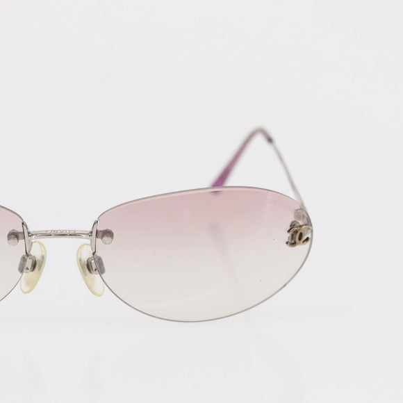 CHANEL Sunglasses plastic Silver CC Auth 151408