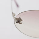 CHANEL Sunglasses plastic Silver CC Auth 151408-5