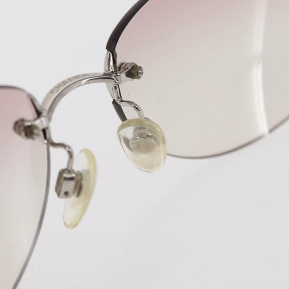 CHANEL Sunglasses plastic Silver CC Auth 151408