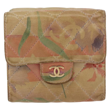 CHANEL Matelasse Compact Wallet Lamb Skin Multicolor CC Auth 151409 - 0