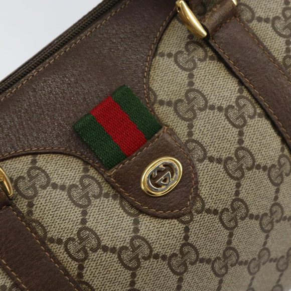 GUCCI GG Supreme Web Sherry Line Hand Bag PVC Beige Gold 40 02 006 Auth 151421