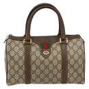 GUCCI GG Supreme Web Sherry Line Hand Bag PVC Beige Gold 40 02 006 Auth 151421-13