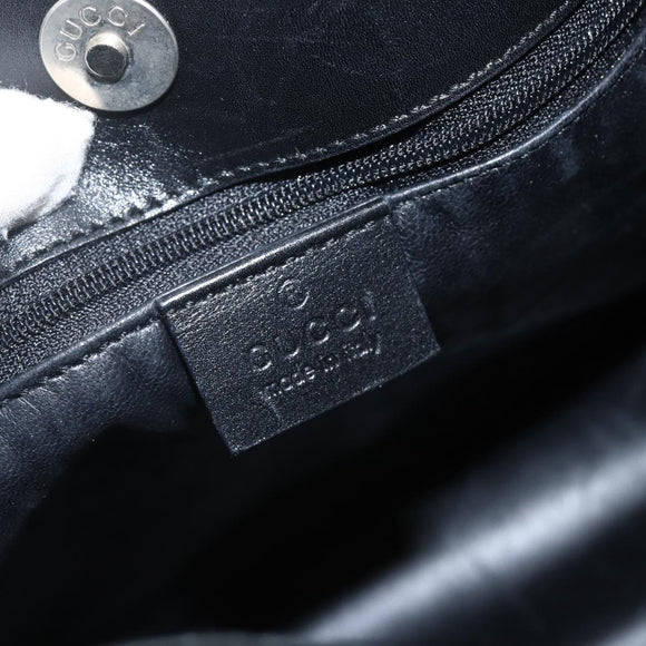 GUCCI Shoulder Bag Leather Black Silver 001 3167 Auth 151423