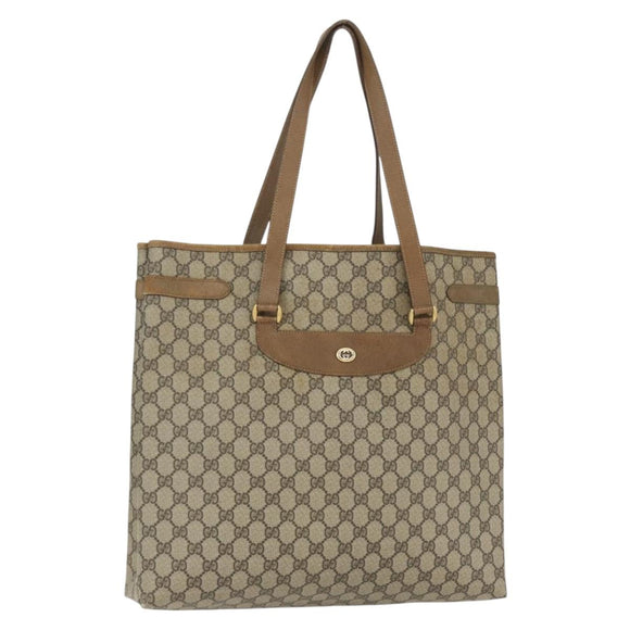 GUCCI GG Supreme Tote Bag PVC Beige Gold 39 02 061 Auth 151428