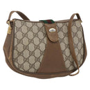 GUCCI GG Supreme Web Sherry Line Bag PVC Beige Gold 116 02 024 Auth 151431-1
