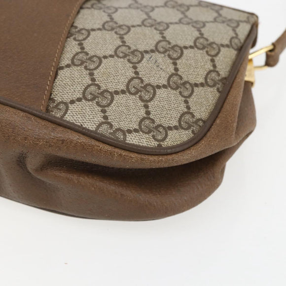 GUCCI GG Supreme Web Sherry Line Bag PVC Beige Gold 116 02 024 Auth 151431