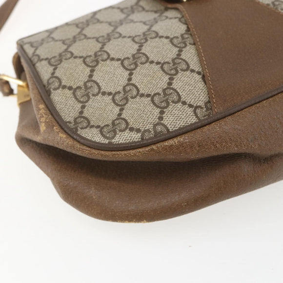 GUCCI GG Supreme Web Sherry Line Bag PVC Beige Gold 116 02 024 Auth 151431