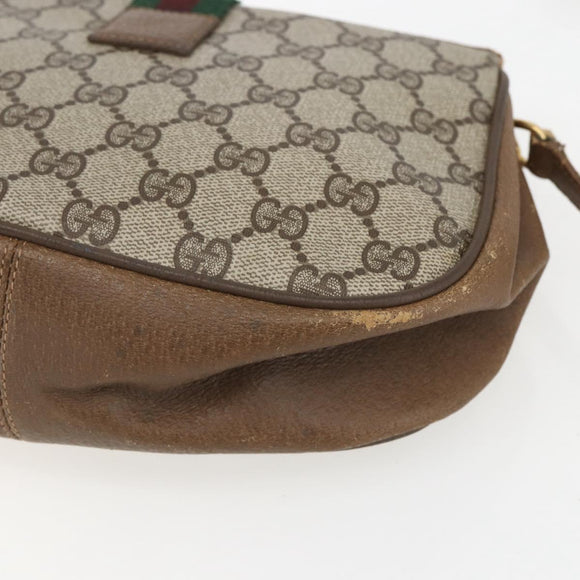 GUCCI GG Supreme Web Sherry Line Bag PVC Beige Gold 116 02 024 Auth 151431