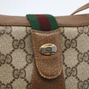GUCCI GG Supreme Web Sherry Line Bag PVC Beige Gold 116 02 024 Auth 151431-14