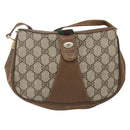 GUCCI GG Supreme Web Sherry Line Bag PVC Beige Gold 116 02 024 Auth 151431-2