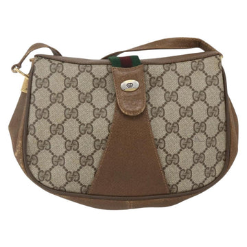 GUCCI GG Supreme Web Sherry Line Bag PVC Beige Gold 116 02 024 Auth 151431 - 0