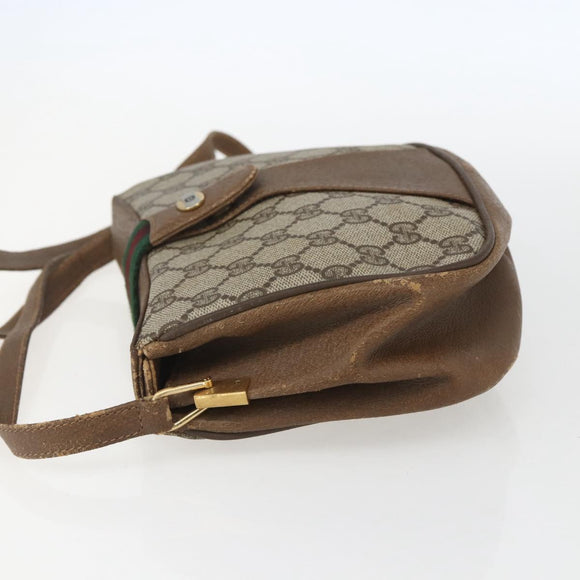 GUCCI GG Supreme Web Sherry Line Bag PVC Beige Gold 116 02 024 Auth 151431