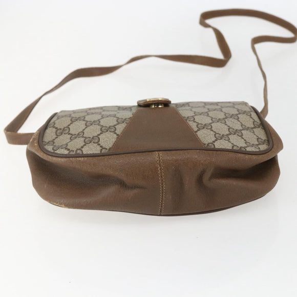 GUCCI GG Supreme Web Sherry Line Bag PVC Beige Gold 116 02 024 Auth 151431