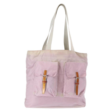 PRADA Tote Bag Nylon Pink Silver Auth 151432