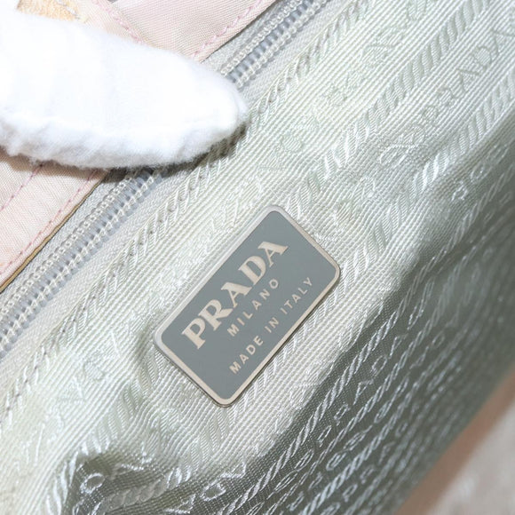 PRADA Tote Bag Nylon Pink Silver Auth 151432