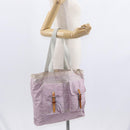 PRADA Tote Bag Nylon Pink Silver Auth 151432-28