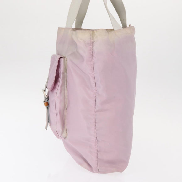 PRADA Tote Bag Nylon Pink Silver Auth 151432