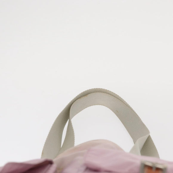 PRADA Tote Bag Nylon Pink Silver Auth 151432