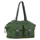 PRADA Hand Bag Nylon Green Silver Auth 151434-1