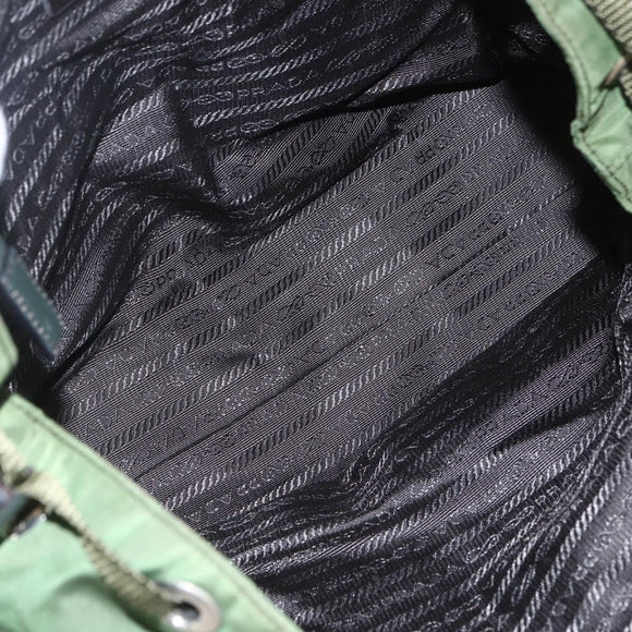 PRADA Hand Bag Nylon Green Silver Auth 151434