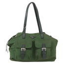 PRADA Hand Bag Nylon Green Silver Auth 151434-13