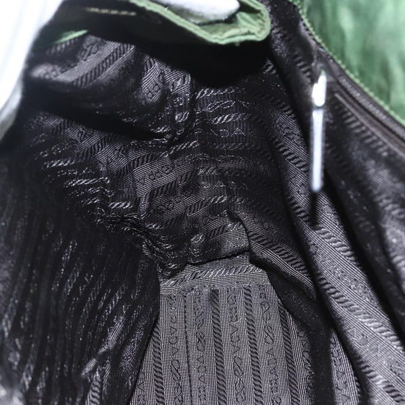 PRADA Hand Bag Nylon Green Silver Auth 151434