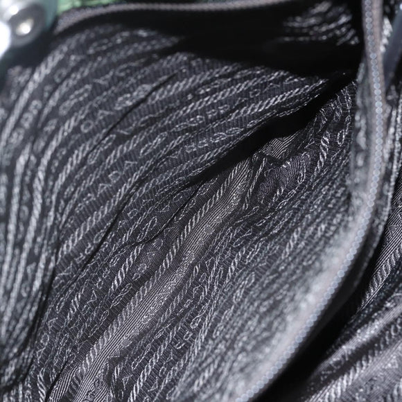 PRADA Hand Bag Nylon Green Silver Auth 151434