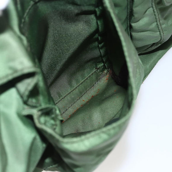PRADA Hand Bag Nylon Green Silver Auth 151434