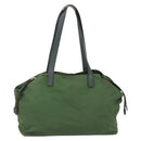 PRADA Hand Bag Nylon Green Silver Auth 151434-2