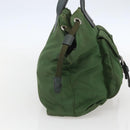 PRADA Hand Bag Nylon Green Silver Auth 151434-3
