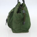 PRADA Hand Bag Nylon Green Silver Auth 151434-4