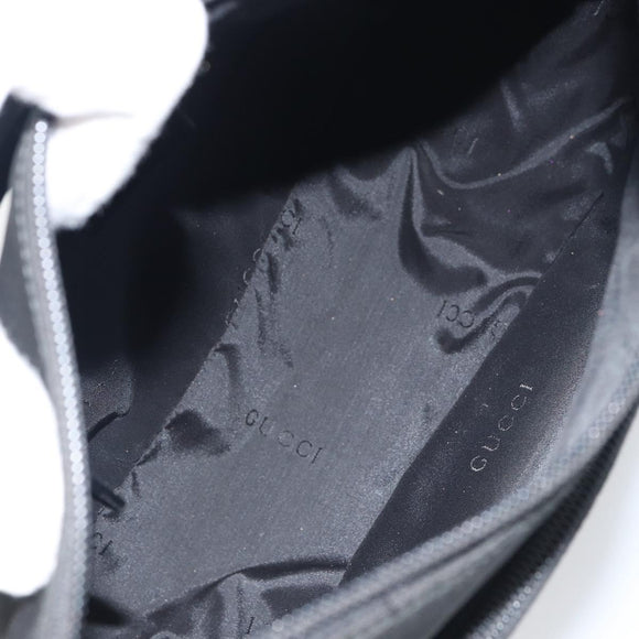 GUCCI Bamboo Shoulder Bag Nylon Black Silver 000 0509 Auth 151436