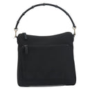 GUCCI Bamboo Shoulder Bag Nylon Black Silver 000 0509 Auth 151436-13