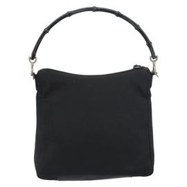 GUCCI Bamboo Shoulder Bag Nylon Black Silver 000 0509 Auth 151436 - 0