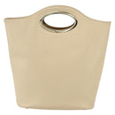 GUCCI Hand Bag Leather Beige Gold 000 1013 0556 Auth 151437-13