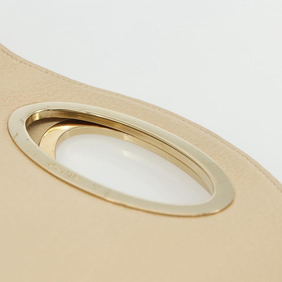 GUCCI Hand Bag Leather Beige Gold 000 1013 0556 Auth 151437