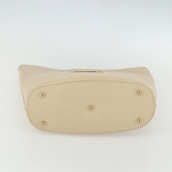 GUCCI Hand Bag Leather Beige Gold 000 1013 0556 Auth 151437