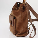 GUCCI Bamboo Backpack Suede Brown Gold 003 2058 0016 Auth 151439-4