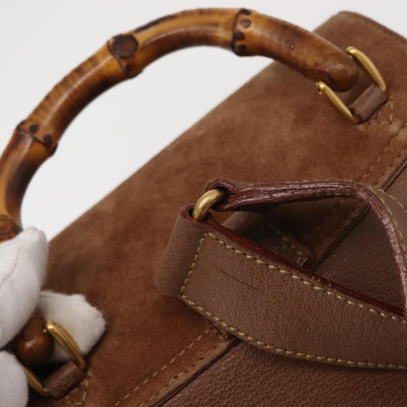 GUCCI Bamboo Backpack Suede Brown Gold 003 2058 0016 Auth 151439