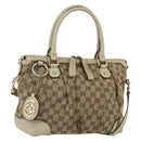 GUCCI GG Canvas Hand Bag 2way Beige Gold 247902 Auth 151442-1