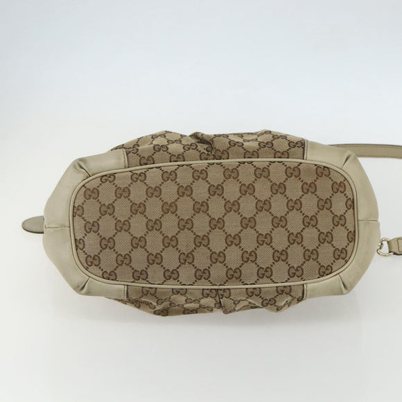 GUCCI GG Canvas Hand Bag 2way Beige Gold 247902 Auth 151442