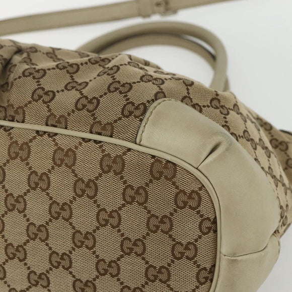 GUCCI GG Canvas Hand Bag 2way Beige Gold 247902 Auth 151442