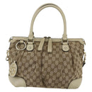 GUCCI GG Canvas Hand Bag 2way Beige Gold 247902 Auth 151442-2