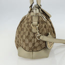 GUCCI GG Canvas Hand Bag 2way Beige Gold 247902 Auth 151442-4