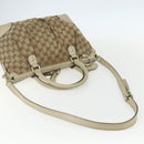 GUCCI GG Canvas Hand Bag 2way Beige Gold 247902 Auth 151442-9