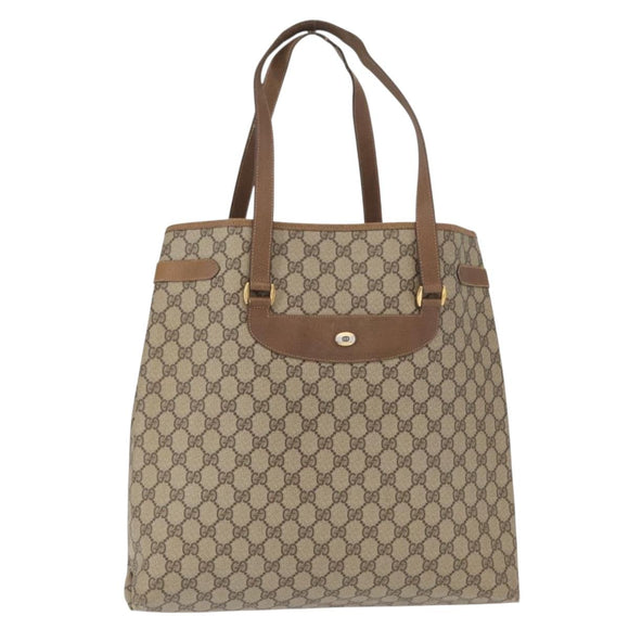 GUCCI GG Supreme Tote Bag PVC Beige Gold 39 02 061 Auth 151443