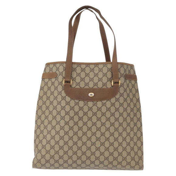 GUCCI GG Supreme Tote Bag PVC Beige Gold 39 02 061 Auth 151443