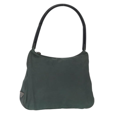 PRADA Shoulder Bag Nylon Green Silver Auth 151444